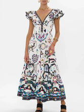Woman wearing a colorful patterned dress